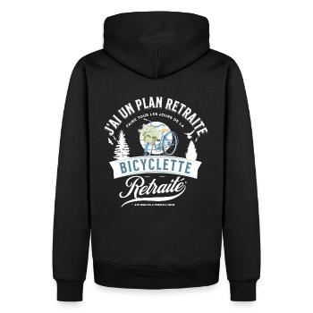 J'ai un plan retraite, faire tous les jours de la - Sweat à capuche Premium bio Homme - noir - Dos - Nico (187cm)