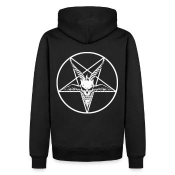 Satan Weiß - Männer Premium Bio Hoodie - Schwarz - Hinten - Nico (187cm)