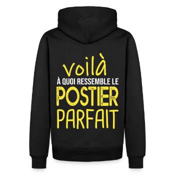 voilà postier parfait cadeau humour facteur - Sweat à capuche Premium bio Homme - noir - Dos - Nico (187cm)