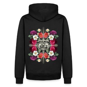 Jésus-Christ, Sacré-Cœur de Jésus, décor de roses - Sweat à capuche Premium bio Homme - noir - Dos - Nico (187cm)