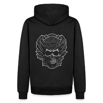 Totenkopf Biker Pirat Skull - Männer Premium Bio Hoodie - Schwarz - Hinten - Nico (187cm)