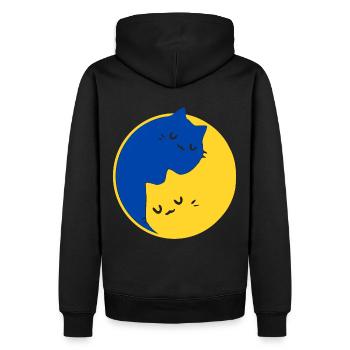 UKRAINE - PEACE - YIN YANG Katzen - Symbol - Männer Premium Bio Hoodie - Schwarz - Hinten - Nico (187cm)