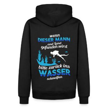Taucher Scuba tauchen Apnoe freitauchen Tauch Meer - Männer Premium Bio Hoodie - Schwarz - Hinten - Nico (187cm)