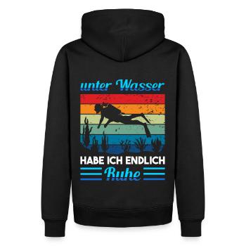 Taucher unter Wasser Ruhe Scuba Apnoe tauchen Dive - Männer Premium Bio Hoodie - Schwarz - Hinten - Nico (187cm)