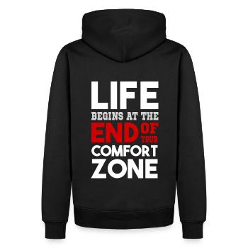 Comfort Zone Training Workout Gym Sport Motivation - Sweat à capuche Premium bio Homme - noir - Dos - Nico (187cm)