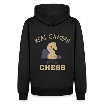 Chess player playing chess pieces saying - Men’s Premium Organic Hoodie - black - Back - Nico (187cm)
