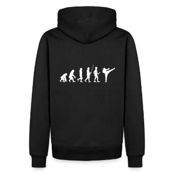 MMA Muay Thai Boxen Kickboxen Kampfsport Evolution - Männer Premium Bio Hoodie - Schwarz - Hinten - Nico (187cm)