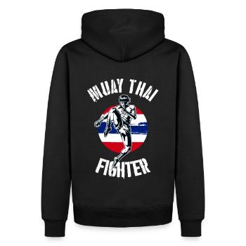 Muay Thai Fighter MMA Boxen Kickboxen Kampfsport - Männer Premium Bio Hoodie - Schwarz - Hinten - Nico (187cm)