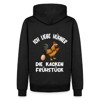 Hühner kacken Frühstück Eier Huhn Lustiger Spruch - Männer Premium Bio Hoodie - Schwarz - Hinten - Nico (187cm)