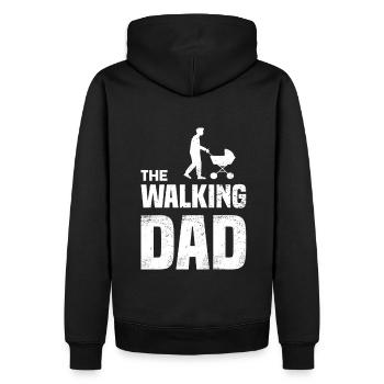 Le papa qui marche papa père poussette drôle - Sweat à capuche Premium bio Homme - noir - Dos - Nico (187cm)