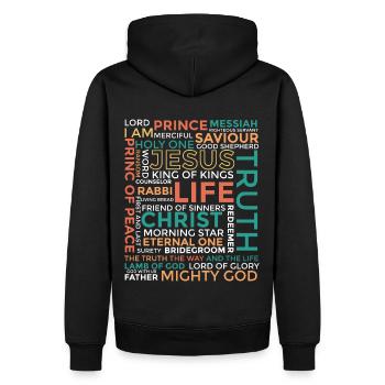 Namen Jesu Götternamen Jesus Namen Christliches - Männer Premium Bio Hoodie - Schwarz - Hinten - Nico (187cm)