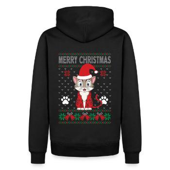 Ugly Christmas Sweater Cat lover Xmas Lights - Men’s Premium Organic Hoodie - black - Back - Nico (187cm)