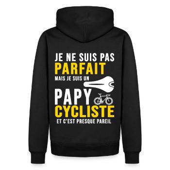 papy cycliste humour vélo velo vélos velos - Sweat à capuche Premium bio Homme - noir - Dos - Nico (187cm)
