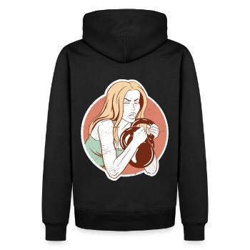 Bodybuilder Leg Day Girl Kettlebells Fitness - Männer Premium Bio Hoodie - Schwarz - Hinten - Nico (187cm)