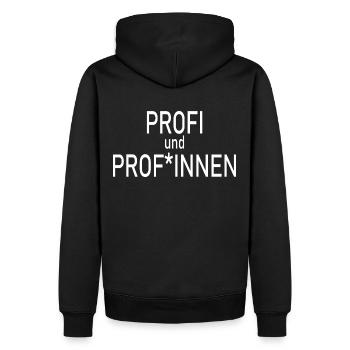 Profi und Profinnen - Männer Premium Bio Hoodie - Schwarz - Hinten - Nico (187cm)
