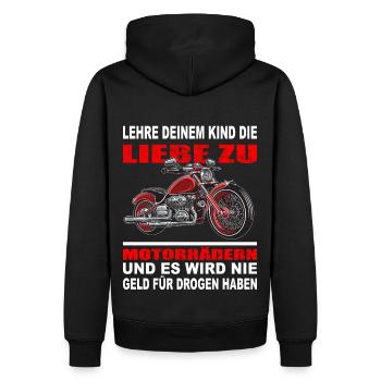 Love Kind motorcycle Motorrad Liebe - Männer Premium Bio Hoodie - Schwarz - Hinten - Nico (187cm)
