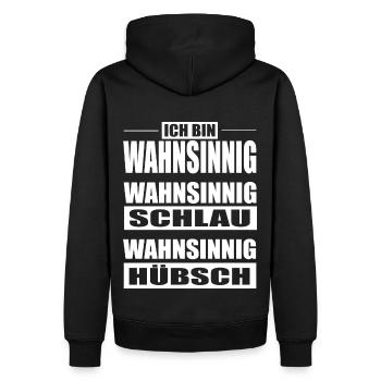Stolz Wahnsinnig - Männer Premium Bio Hoodie - Schwarz - Hinten - Nico (187cm)