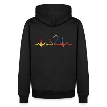 Herzschlag Deutsch Russe Herz Russisch Outfit für - Männer Premium Bio Hoodie - Schwarz - Hinten - Nico (187cm)