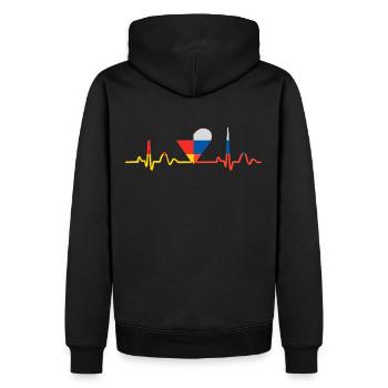 Herzschlag Deutsch Russe Herz Russisch Outfit für - Männer Premium Bio Hoodie - Schwarz - Hinten - Nico (187cm)