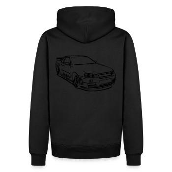 Skyline GTR R34 - Sweat à capuche Premium bio Homme - noir - Dos - Nico (187cm)