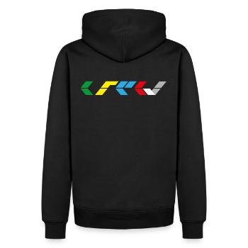 CREW clapperboard style - Men’s Premium Organic Hoodie - black - Back - Nico (187cm)