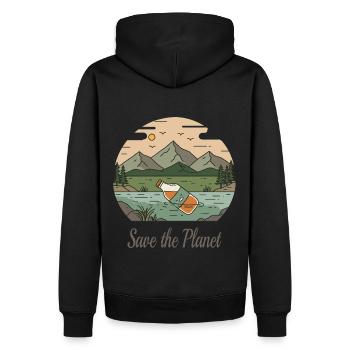Rettet den Planeten - Männer Premium Bio Hoodie - Schwarz - Hinten - Nico (187cm)