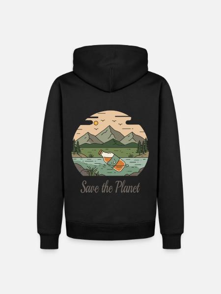 Rettet den Planeten - Männer Premium Bio Hoodie - Schwarz