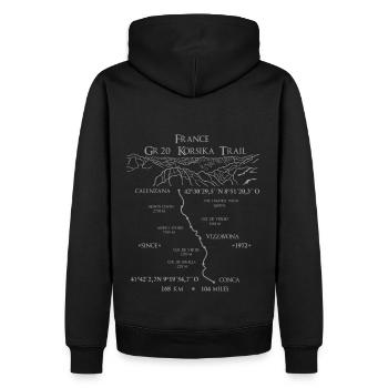 GR20 Korsika Trail Frankreich, Berglandschaft grau - Männer Premium Bio Hoodie - Schwarz - Hinten - Nico (187cm)