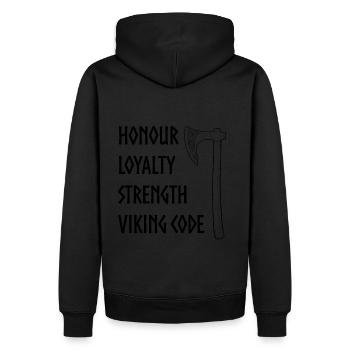 Viking code 2 - Men’s Premium Organic Hoodie - black - Back - Nico (187cm)