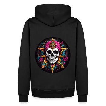 Motif décoratif de crâne coloré dans le style gothique - Sweat à capuche Premium bio Homme - noir - Dos - Nico (187cm)