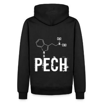 Paar Partnerlook Pech - Männer Premium Bio Hoodie - Schwarz - Hinten - Nico (187cm)