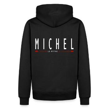 MICHEL prénom cadeau t-shirt personnalisé michel - Sweat à capuche Premium bio Homme - noir - Dos - Nico (187cm)