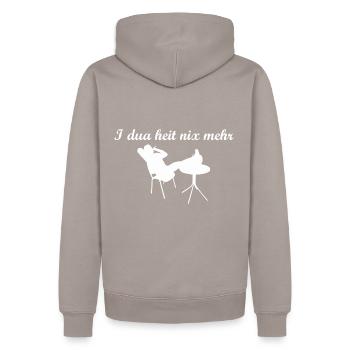I dua heit nix mehr - Männer Premium Bio Hoodie - Taupe - Hinten - Nico (187cm)