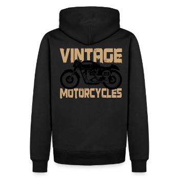 vintage design - Sweat à capuche Premium bio Homme - noir - Dos - Nico (187cm)