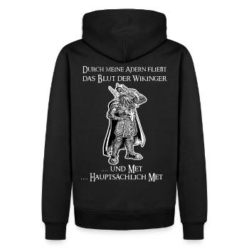 Blut der Wikinger und Met - Männer Premium Bio Hoodie - Schwarz - Hinten - Nico (187cm)
