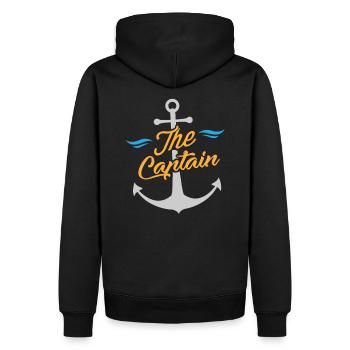 Seefahrer / Seemann - Der Kapitän & Anker - Männer Premium Bio Hoodie - Schwarz - Hinten - Nico (187cm)