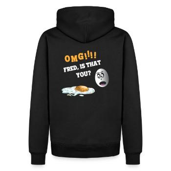 Funny Food Design - Spiegelei - Rührei - Männer Premium Bio Hoodie - Schwarz - Hinten - Nico (187cm)