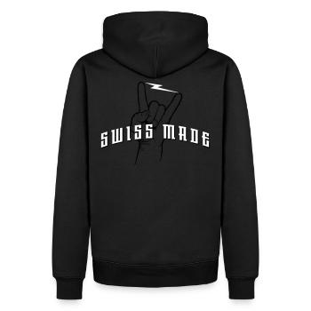 SWISS MADE - Sweat à capuche Premium bio Homme - noir - Dos - Nico (187cm)