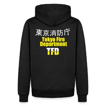 Service d'incendie Japon Tokyo, service d'incendie, - Sweat à capuche Premium bio Homme - noir - Dos - Nico (187cm)