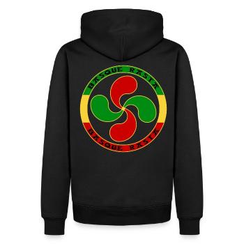 rasta Baskenquer - Männer Premium Bio Hoodie - Schwarz - Hinten - Nico (187cm)