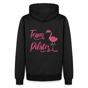 Team Pilates Shirt Flamingo Gift Yoga Sport - Men’s Premium Organic Hoodie - black - Back - Nico (187cm)
