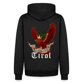Aigle tyrolien avec bannière Ma maison, le Tyrol - Sweat à capuche Premium bio Homme - noir - Dos - Nico (187cm)