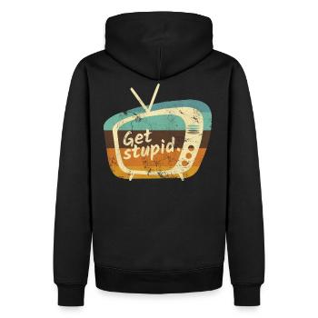 TV Télé Puissance Stupide Médias Proverbes Cadeaux - Sweat à capuche Premium bio Homme - noir - Dos - Nico (187cm)
