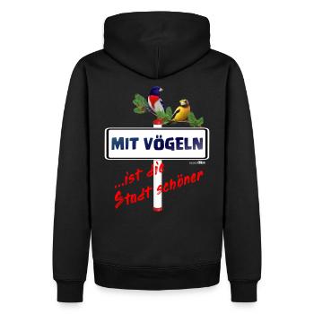 Mit vögeln ... ist die Stadt schöner - Männer Premium Bio Hoodie - Schwarz - Hinten - Nico (187cm)