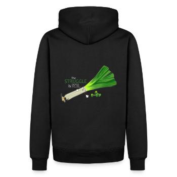 Low fitness leek - Men’s Premium Organic Hoodie - black - Back - Nico (187cm)