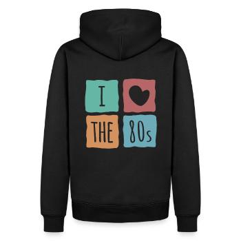 I Love The 80's Achtziger Herz Retro Vintage - Männer Premium Bio Hoodie - Schwarz - Hinten - Nico (187cm)