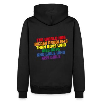 gay ou straight - funny gay shirt - LGBT - Sweat à capuche Premium bio Homme - noir - Dos - Nico (187cm)