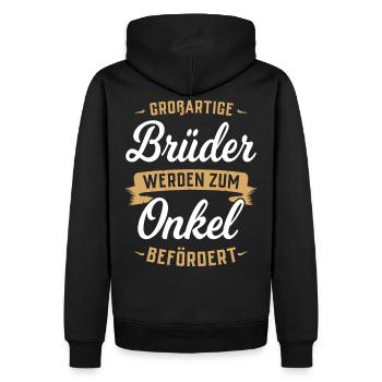 Great brothers are promoted to uncle - Men’s Premium Organic Hoodie - black - Back - Nico (187cm)