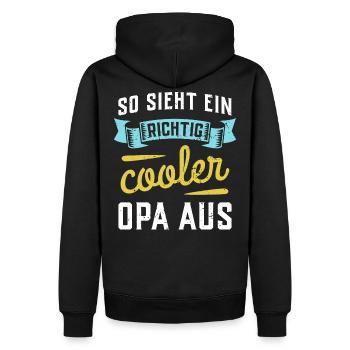 So sieht ein richtig cooler Opa aus - Männer Premium Bio Hoodie - Schwarz - Hinten - Nico (187cm)