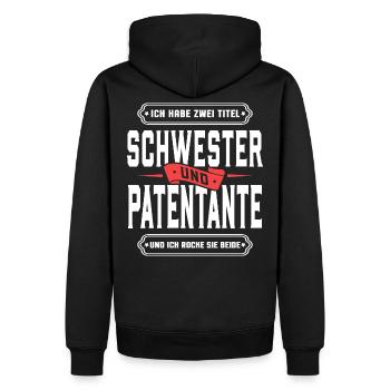 Ich habe zwei Titel Schwester und Patentante... - Männer Premium Bio Hoodie - Schwarz - Hinten - Nico (187cm)